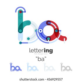 Concepto de línea de logo de carta aislado en blanco. Segmentos de color conectados