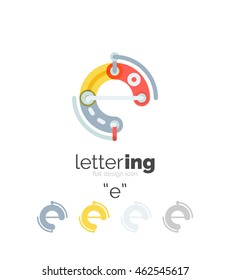 Letter logo line concept isolated on white. Connected color segments