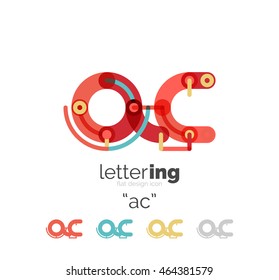 Letter logo line concept isolated on white. Connected color segments