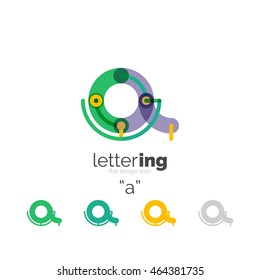 Letter logo line concept isolated on white. Connected color segments