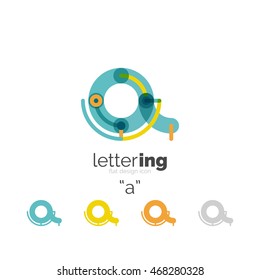 Letter logo line concept isolated on white. Connected color segments