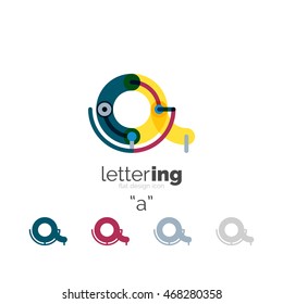 Letter logo line concept isolated on white. Connected color segments