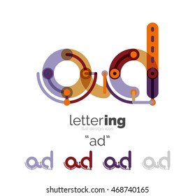 Concepto de línea de logo de carta aislado en blanco. Segmentos de color conectados