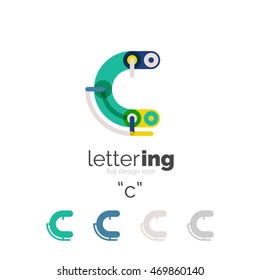 Letter logo line concept isolated on white. Connected color segments