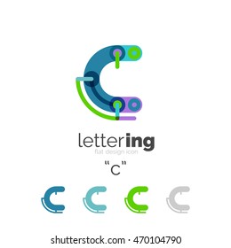 Letter logo line concept isolated on white. Connected color segments