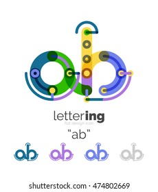 Concepto de línea de logo de carta aislado en blanco. Segmentos de color conectados