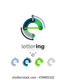 Letter logo line concept isolated on white. Connected color segments