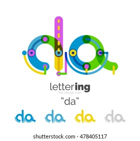 Logo-Zeilenkonzept für Buchstaben einzeln auf Weiß. Verbundene Farbsegmente