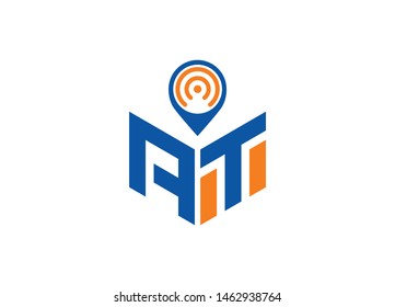 AT Letter logo with Location Symbol