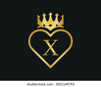 letter Logo with Love And Crown Shape Vector