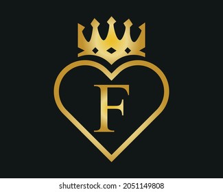 letter Logo with Love And Crown Shape Vector