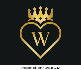 letter Logo with Love And Crown Shape Vector template 