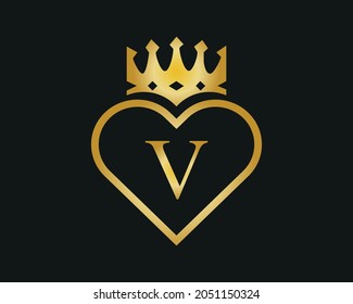 letter Logo with Love And Crown Shape Vector template 