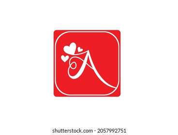 A letter logo with love icon, valentines day design template