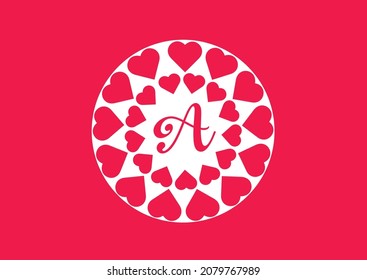 A letter logo with love icon, valentines day design template