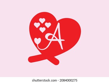 A letter logo with love icon, valentines day design template