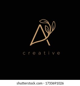 A LETTER LOGO LUXURY WITH DRAWING LEAF