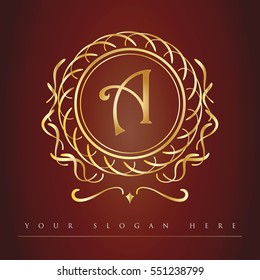 Letter A logo in luxury elegant circle shape