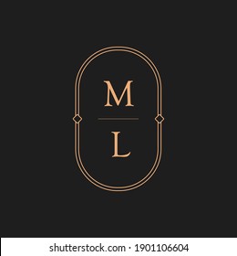 Letter Logo Luxury. Gold Beauty Cosmetics Logo Monogram. Vector graphic elegant logotype. Ornament logo and icon design vector. Letter L M