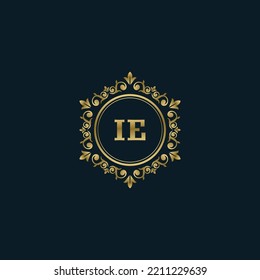 Letter IE logo with Luxury Gold template. Elegance logo vector template.