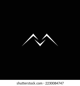 Logo de la letra M logotipo de pájaro abstracto blanco negro
