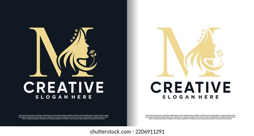  letter logo m with beauty concept Premium Vector