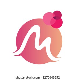 letter logo, letter m in circle and three intersect circle logo concept