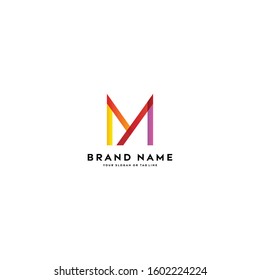 letter logo M color gradient full color vector template