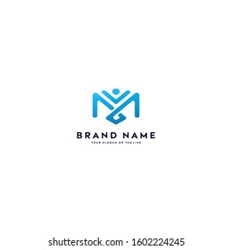 letter logo M color gradient full color vector template
