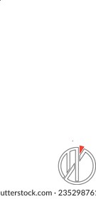 el logotipo de letra m y d en forma de círculo con un triángulo rojo como variación para la abreviatura del nombre comercial