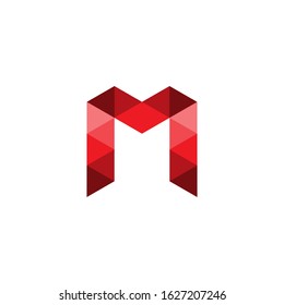 the letter logo M. modern template. with a red texture on a white background. M. logo technology for companies, digital and graphic design