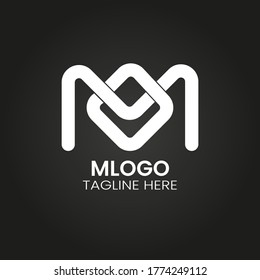 Logo de la letra M combinación de forma simple del rectángulo redondo y la letra M