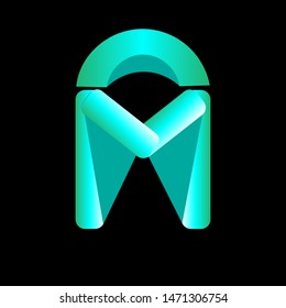 letter logo m, symbol branding m, monochrome 3d market with a black background can be edited and changed in color