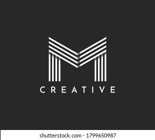 logotipo de letra M mayúscula, conexión de líneas plantilla de ilustración vectorial. Letra abstracta M logotipo. Símbolo moderno de emblema.Lujo, diseño dinámico y en movimiento para su identidad corporativa.