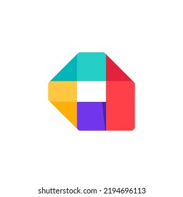 A letter logo made of overlapping lines. Vector paper multicolor origami style icon. Perfect for colorful applique art, children design, vibrant advertising, mosaic packaging, multimedia identity.