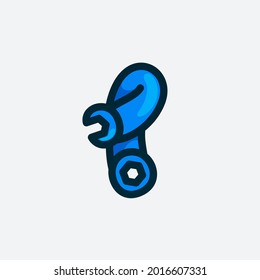 I letter logo made of a wrench. Vector typeface for repair services, tools shop identity, crafts posters, etc.