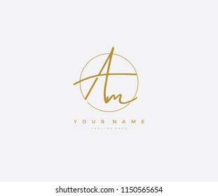 Letter AM Logo Manual Elegant Minimalist Signature Logotype