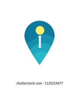 Letter I Logo Map Point,Check in,Pin maps symbol,Gps icon
