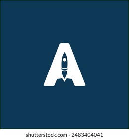 The letter A logo in the middle of which there is a rocket logo.
