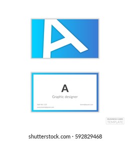 A letter logo minimal corporate business card with trend blue gradient. Vector card design template.