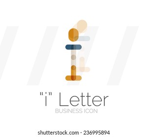 I letter logo, minimal line design, business icon