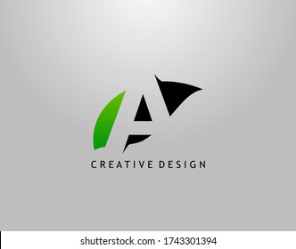 Logo De Una Carta. Resumen moderno de Hidden A con forma de salida simple. Diseño De Concepto De Naturaleza Ecológica.