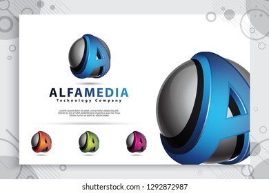 Letter A logo with modern color and 3d style concept. digital illustration of 3d Letter A for business and company indentity.