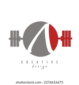 Logo de una carta con el logo Moderno y creativo del gimnasio. Logo de la letra del gimnasio con degradado de color rojo