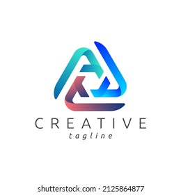 Letter a logo with modern gradient color, triple A, AAA logo