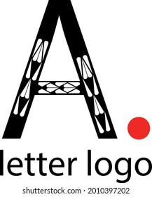 letter A logo with modern patterns and bright dot