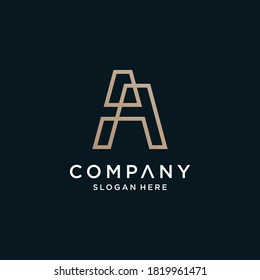 Letter A Logo mit moderner Form und Linienart, Vektorteil 5