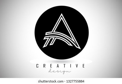 A Letter Logo Monogram Design. Creative A Letter Icon with Black Lines Vector Illustration.