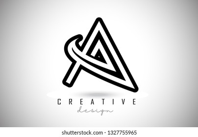 A Letter Logo Monogram Design. Creative A Letter Icon with Black Lines Vector Illustration.