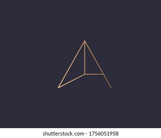 Letter A logo monogram, minimal style identity initial logo mark. Golden gradient parallel lines vector emblem logotype for business cards initials invitations ect.